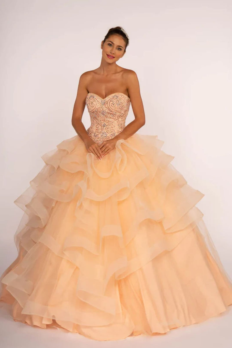 Strapless Ball Gown with Ruffled Skirt by Elizabeth KGL2515