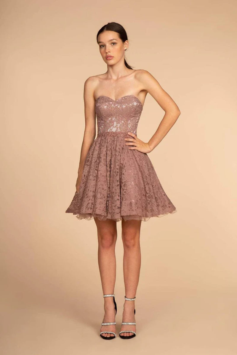 Strapless Sweetheart Lace Dress by Elizabeth KGS1611