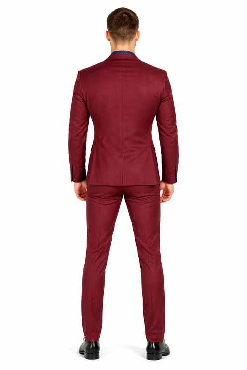 Stretch Fabric Suits - Slim Fit Suit in Color Burgundy - Giovanni Testi 2 button stretch Burgundy Travel Suit GTRVL2N-01 BURGANDY