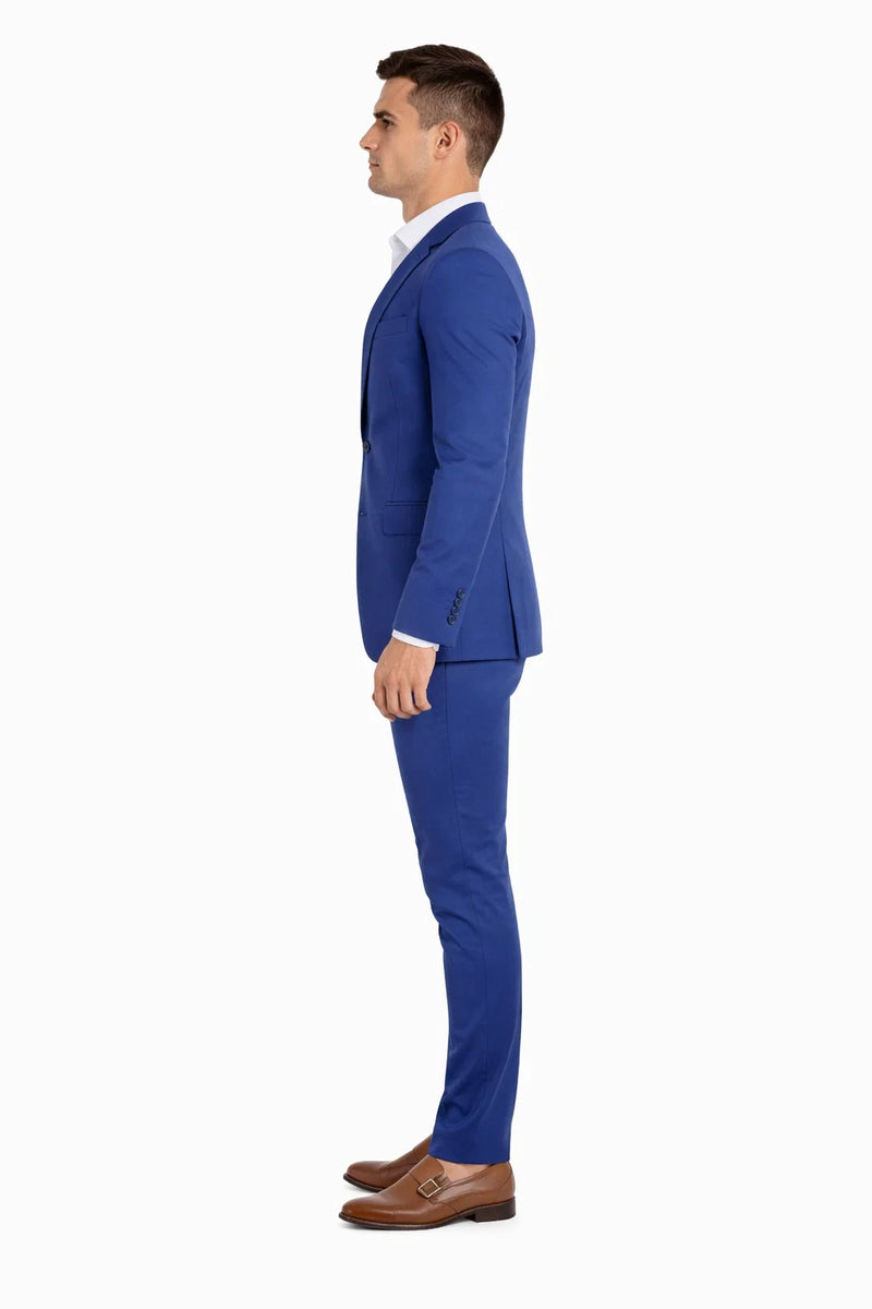Stretch Fabric Suits - Slim Fit Suit in Color Navy - Giovanni Testi 2 button stretch Burgundy Travel Suit GTRVL2N-01 NAVY