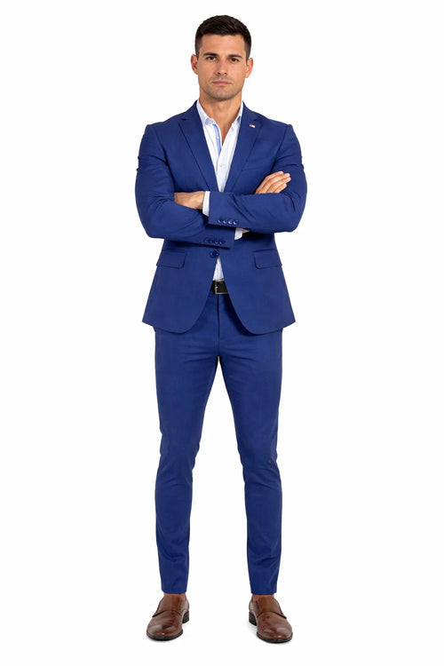 Stretch Fabric Suits - Slim Fit Suit in Color Navy - Giovanni Testi 2 button stretch Burgundy Travel Suit GTRVL2N-01 NAVY