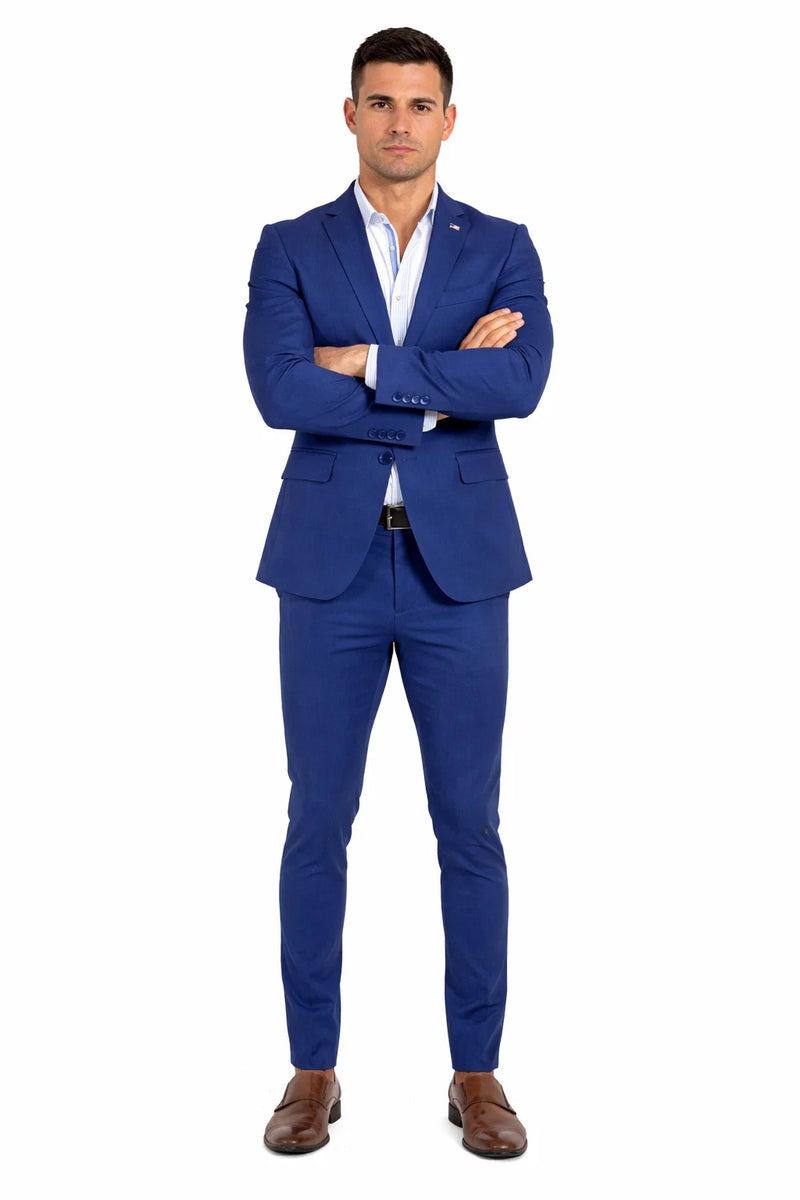Stretch Fabric Suits - Slim Fit Suit in Color Navy - Giovanni Testi 2 button stretch Burgundy Travel Suit GTRVL2N-01 NAVY