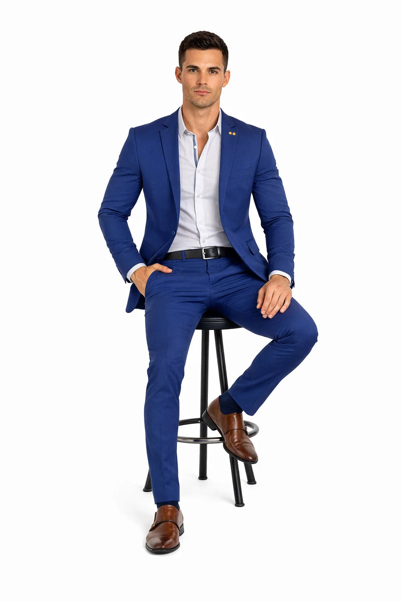 Stretch Fabric Suits - Slim Fit Suit in Color Navy - Giovanni Testi 2 button stretch Burgundy Travel Suit GTRVL2N-01 NAVY