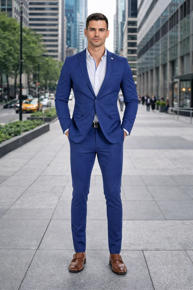 Stretch Fabric Suits - Slim Fit Suit in Color Navy - Giovanni Testi 2 button stretch Burgundy Travel Suit GTRVL2N-01 NAVY