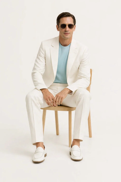Mens Don Johnson Miami Vice White Suit Costume