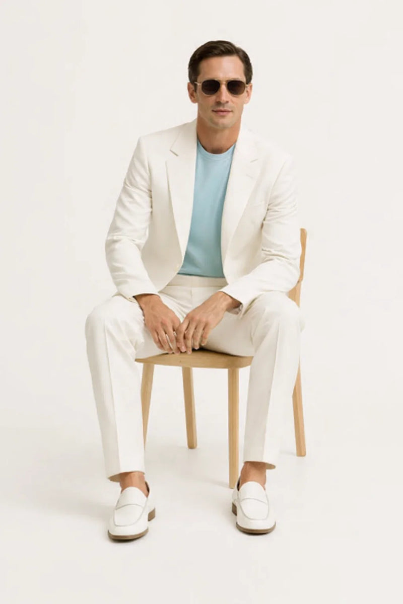 Mens Don Johnson Miami Vice White Suit Halloween Costume