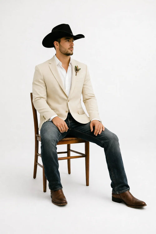 Light Tan Western Blazer - Sand Color