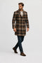Mens Plaid Wool Overcoat – Khaki and Brown and Cream Check Pattern Winter Coat