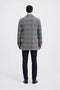 Mens Double-Breasted Houndstooth Plaid Overcoat in Black, White, and Red