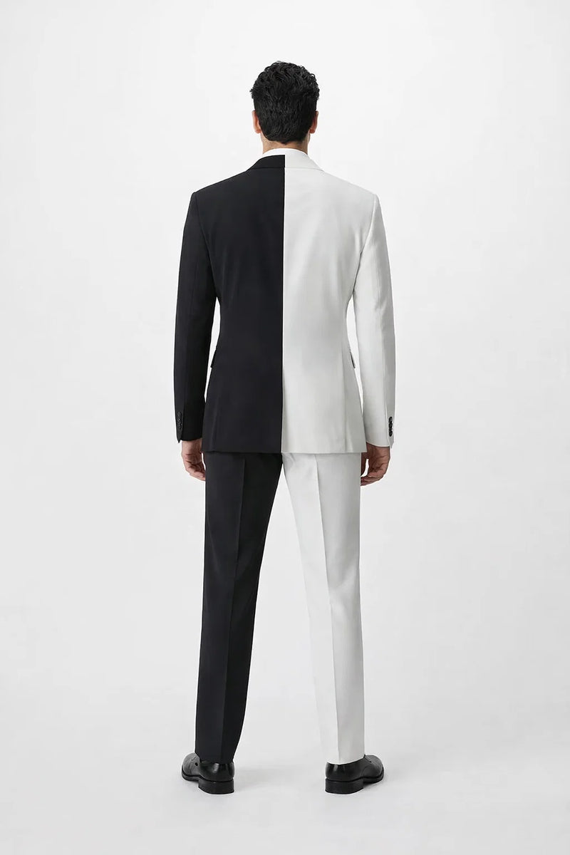 Half Black Half White Suit The Geoffrey Splice Slim Fit Two-Piece Suit