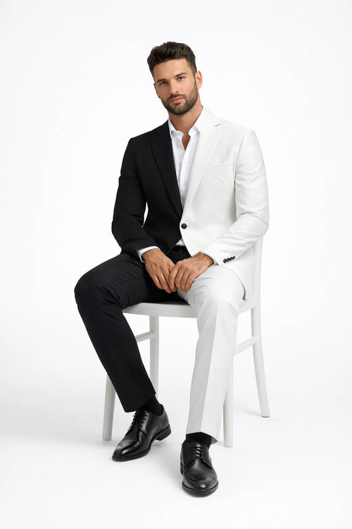 Half Black Half White Suit The Geoffrey Splice Slim Fit Two-Piece Suit