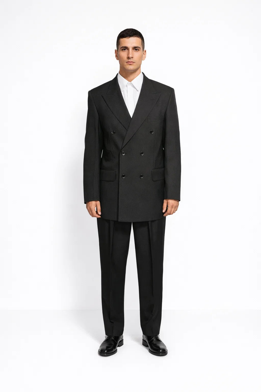 Steve Harvey Black Solid Three Piece Suit