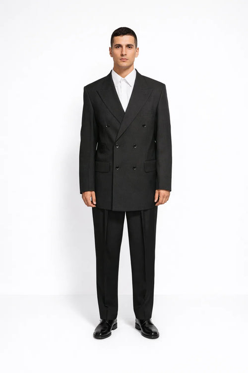 Steve Harvey Black Solid Three Piece Suit