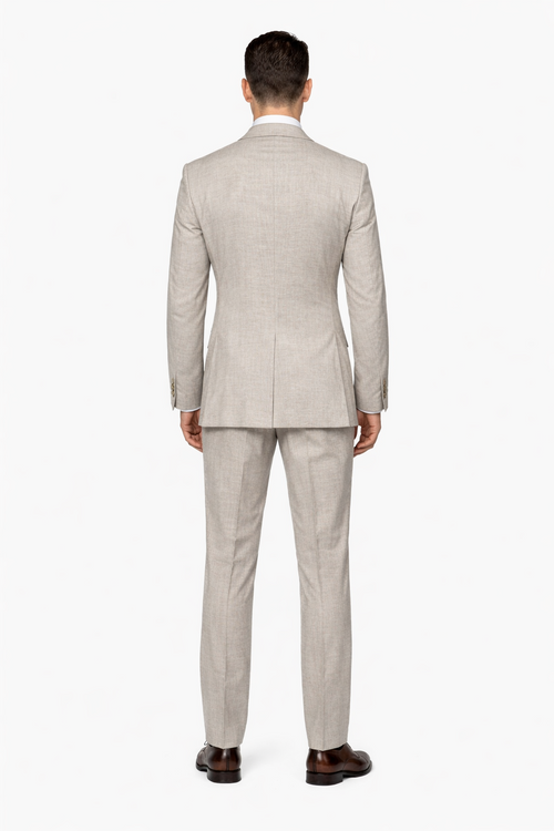 Suits With Baggy Pleated Pants - Wide Leg Pants 100% Wool - Classic Fit in Light Brown Color by Rossiman