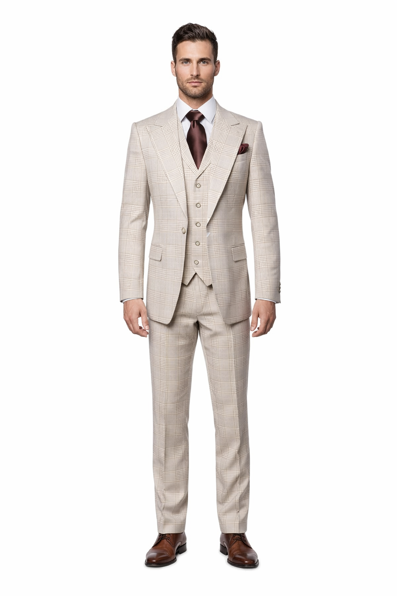 Suits With Baggy Pleated Pants - Wide Leg Pants 100% Wool - Classic Fit by Rossiman