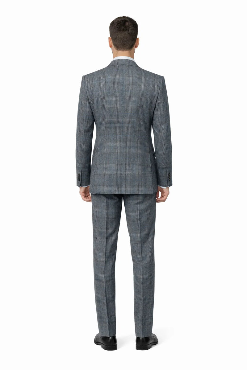 Suits With Baggy Pleated Pants - Wide Leg Pants 100% Wool - Classic Fit Gray Color by Rossiman