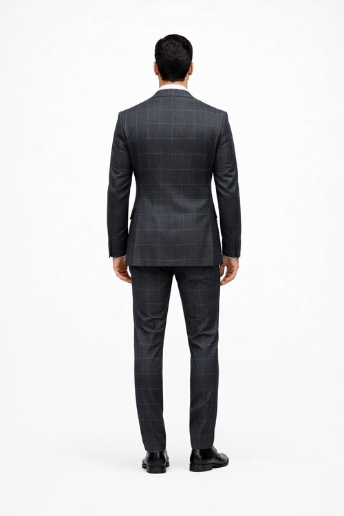 Suits With Baggy Pleated Pants - Wide Leg Pants 100% Wool - Classic Fit in Navy by Rossiman