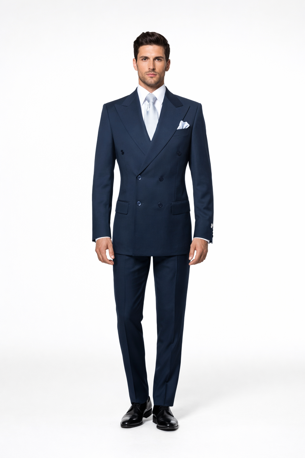 Suits With Baggy Pleated Pants - Wide Leg Pants 100% Wool - Classic Fit in  Navy Color by Rossiman