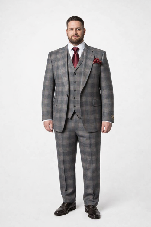 Suits With Baggy Pleated Pants - Wide Leg Pants 100% Wool - Classic Fit Single Breast Lapel Vest by Rossiman