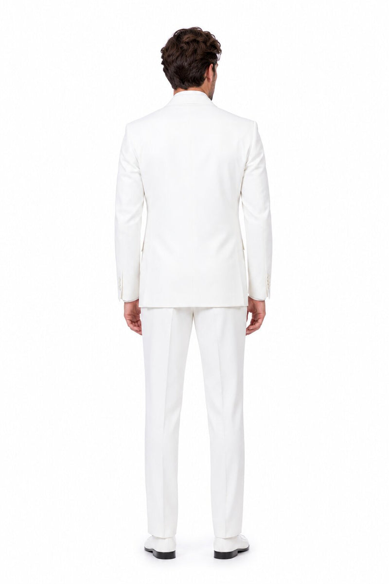 Tiglio Italian Suit - Real Wool Fabric Super 150's San Giovesse off White, Wide Leg Suit & Vest super 150" wool in Color Off White