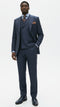 Mens Suit With Pleated Pants - Semi Wide Leg 100% Wool Super 150's Big Peak Lapel Classic Fit Athletic Cut With Double breasted Vest in Dusty Blue