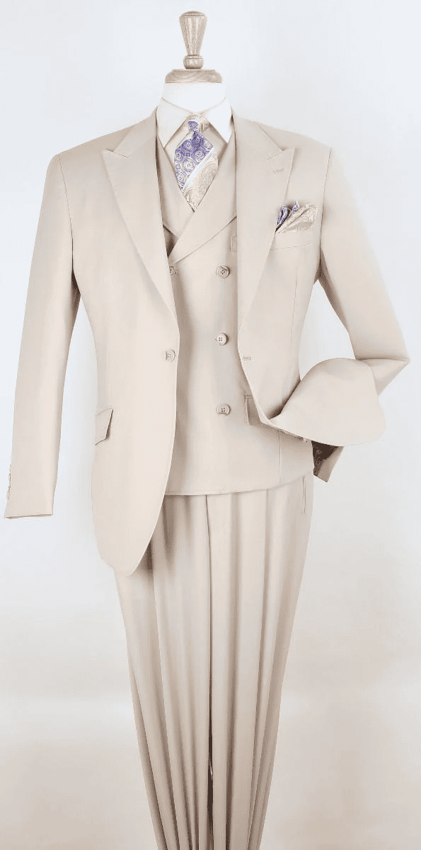 Big and Tall Business Suits - Suits For Big Man - Large Men's Tan Vested Suits