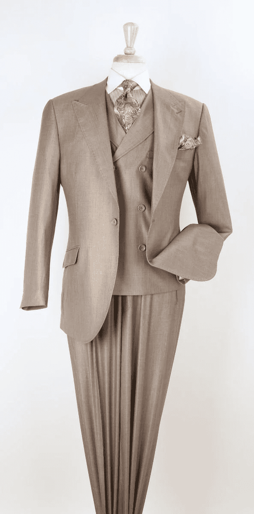 Big and Tall Business Suits - Suits For Big Man - Large Men's Camel Wool Vested Suits