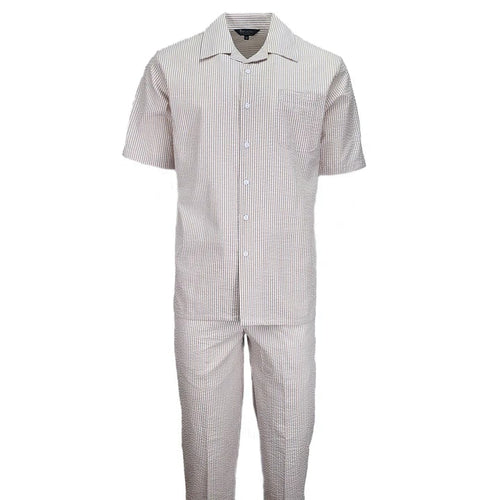 Tan Seersucker 2pc Set