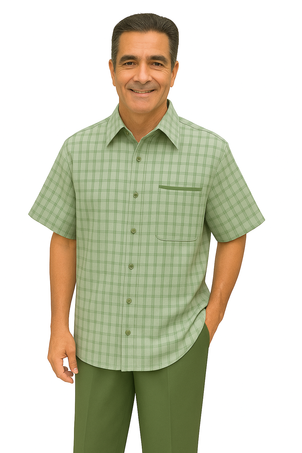 Mens Walking Suit in Color sage leisure suit causal Matching Shirt and Pants $99