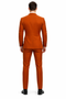 Tazzio Mens Terracotta Orange Pinstripe Skinny Fit Suit Modern Stylish Outfit