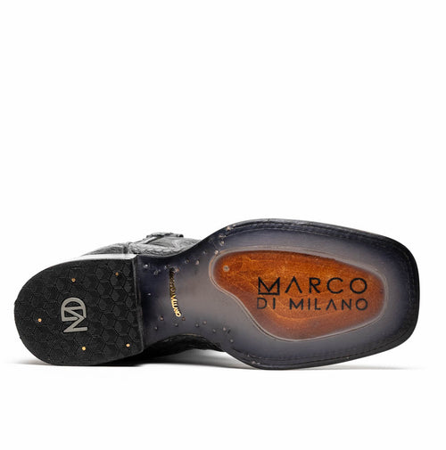 Marco Di Milano Tuscon Stone Gray Caiman Crocodile Square Toe Cowboy Boots