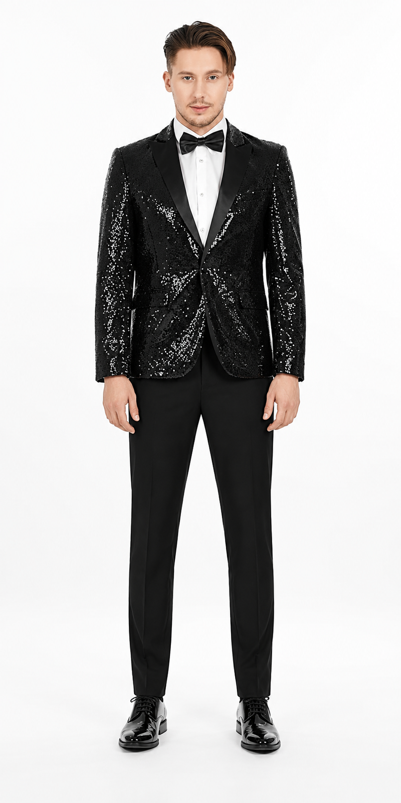 Black Sequin Blazer - Mens Shiny Sport Coat - Party Jacket - Prom Tuxedo $189