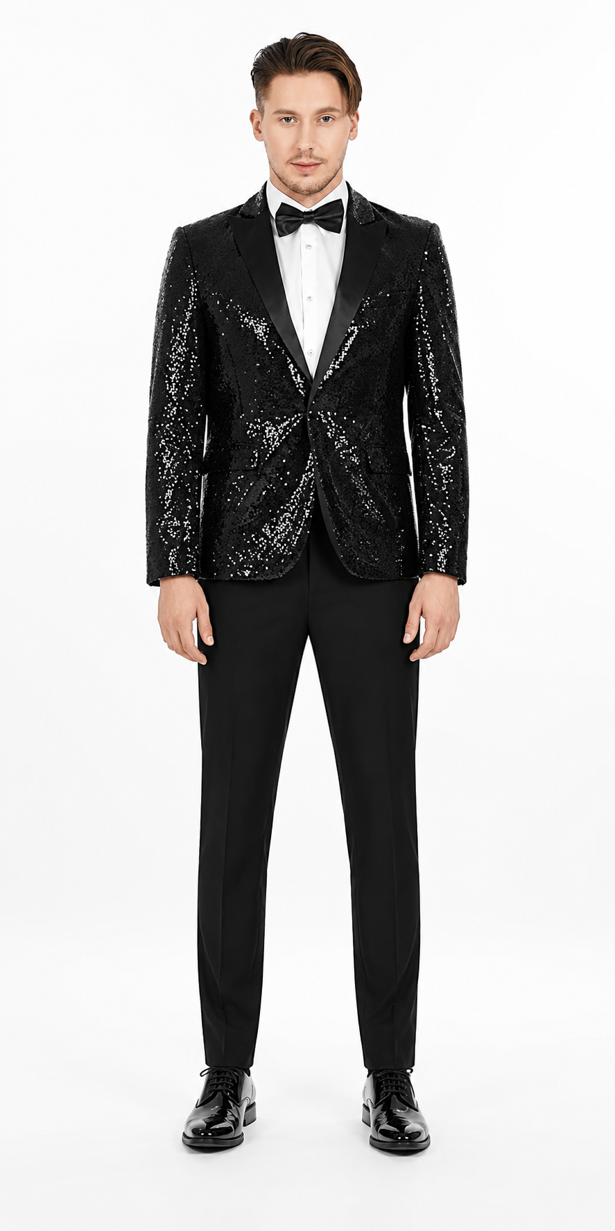Black Sequin Blazer - Mens Shiny Sport Coat - Party Jacket - Prom Tuxedo $189