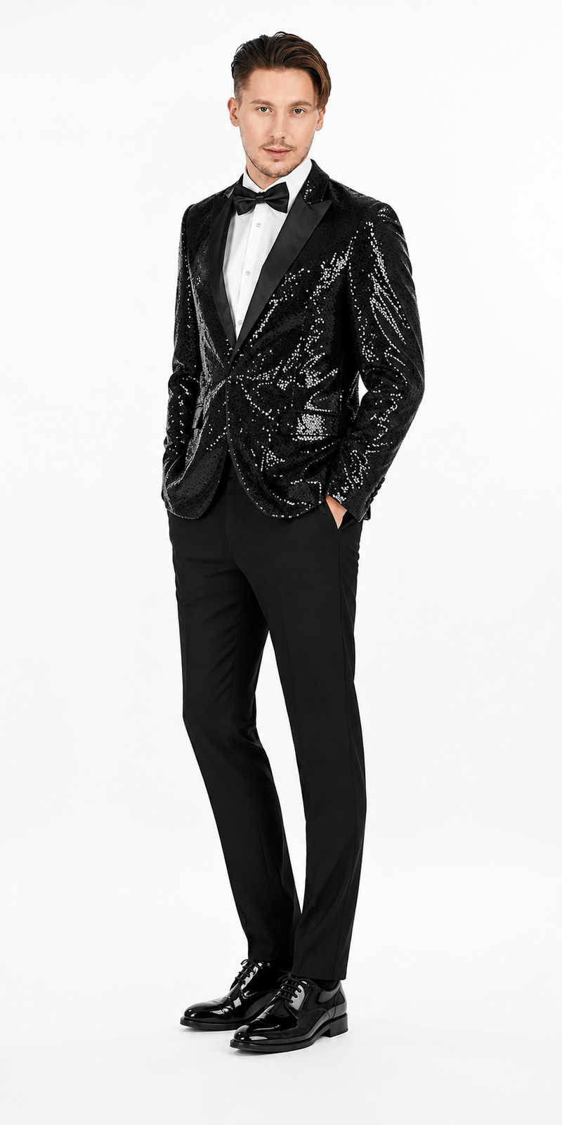 Black Sequin Blazer - Mens Shiny Sport Coat - Party Jacket - Prom Tuxedo $189