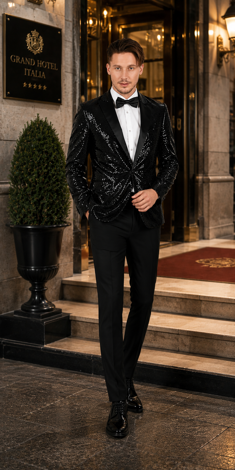 Black Sequin Blazer - Mens Shiny Sport Coat - Party Jacket - Prom Tuxedo $189