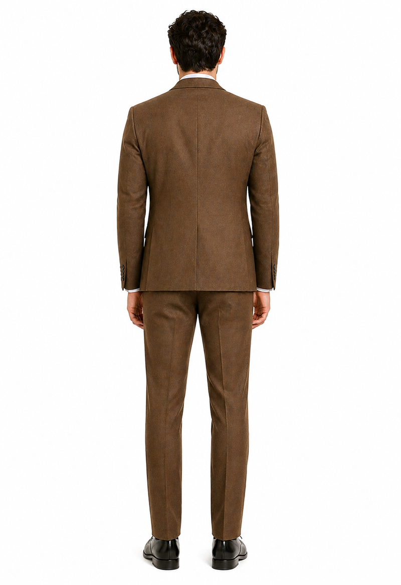 Tweed Suit 1920s Vintage Looking Fabric Vested Brown Herringbone Fabric Suit