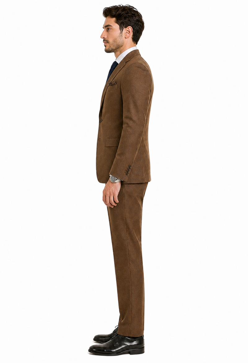 Tweed Suit 1920s Vintage Looking Fabric Vested Brown Herringbone Fabric Suit