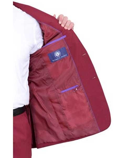 Wholesale Mens Jackets - Wholesale Blazer -Burgundy Single Breasted Blazer