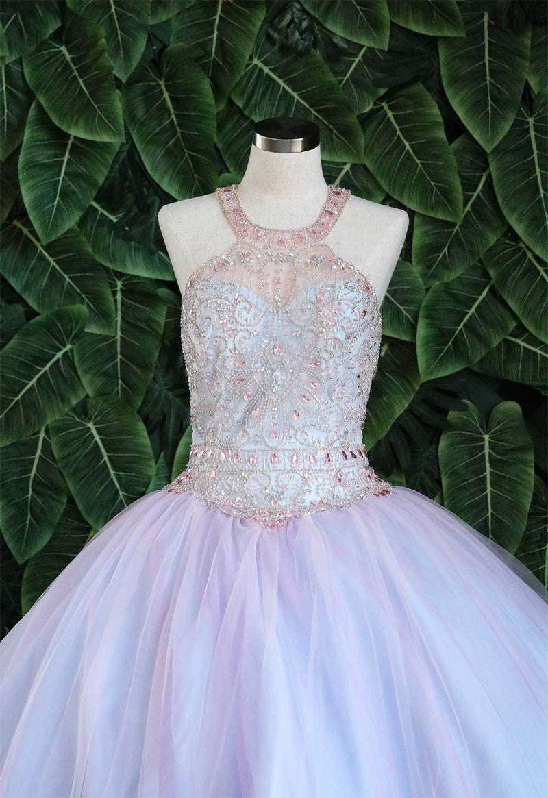 Two-Tone Beaded Halter QuinceaƱera Dress by Calla KY79398