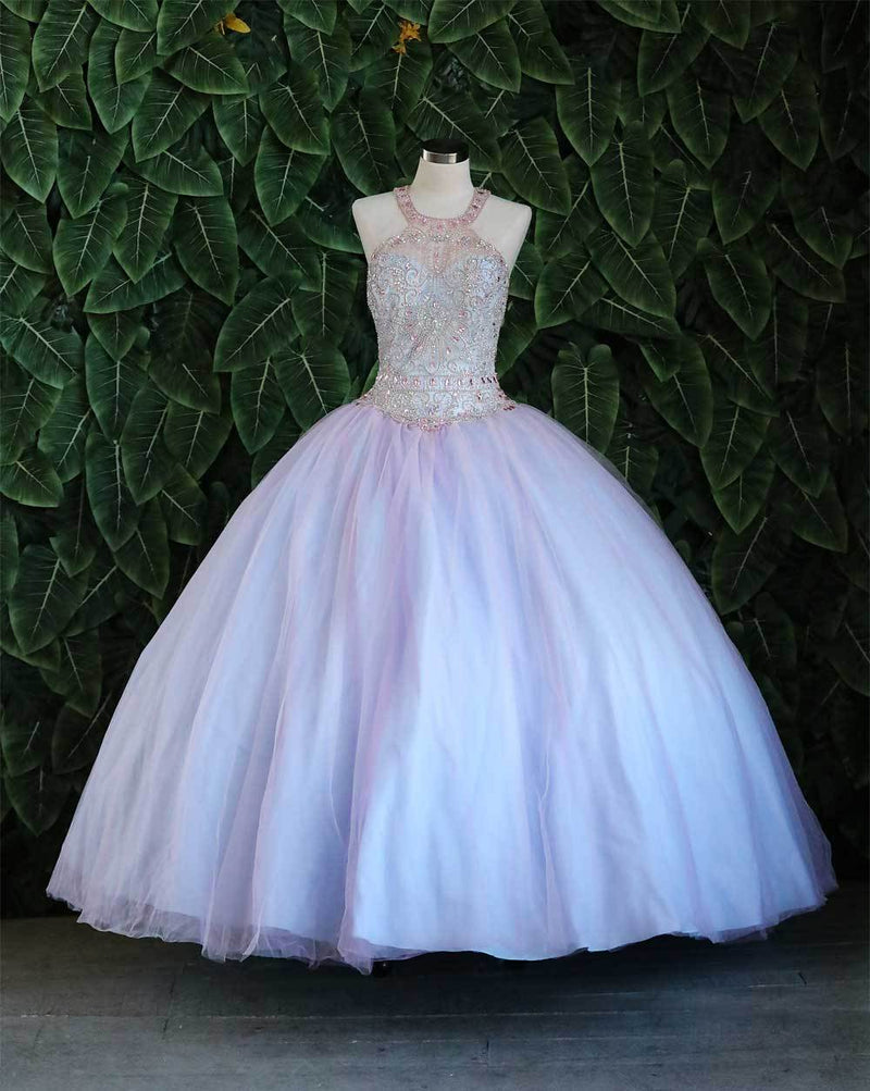 Two-Tone Beaded Halter QuinceaƱera Dress by Calla KY79398