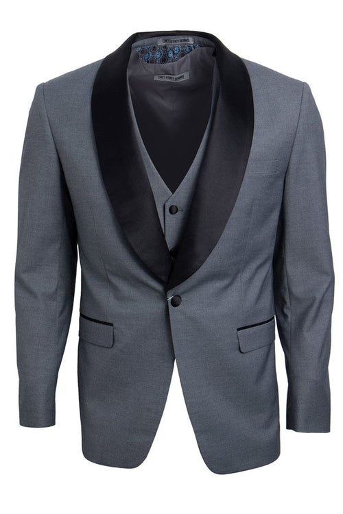 "Mens Stacy Adams Suit - Stacy Adams Suit Men's Grey Vested Shawl Lapel Tuxedo - One Button"