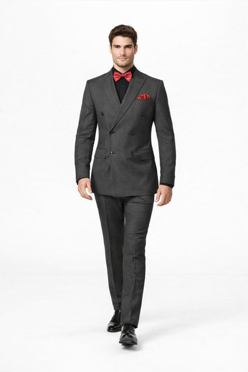 Ultra Slim Fit Double Breasted Light Grey Suit - Narrow Leg Pants - Gucci Cut - Tapered Jacket