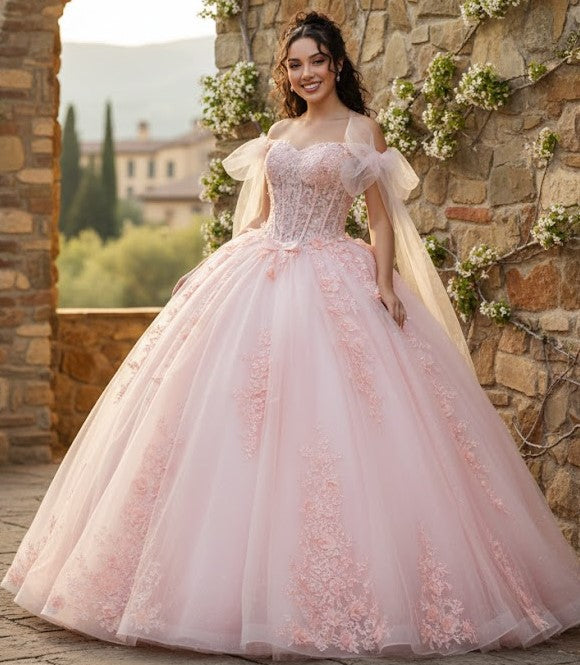 Layla K LK280 Floral 3D Applique Ball Gown Off-Shoulder QuinceaƱera Dress