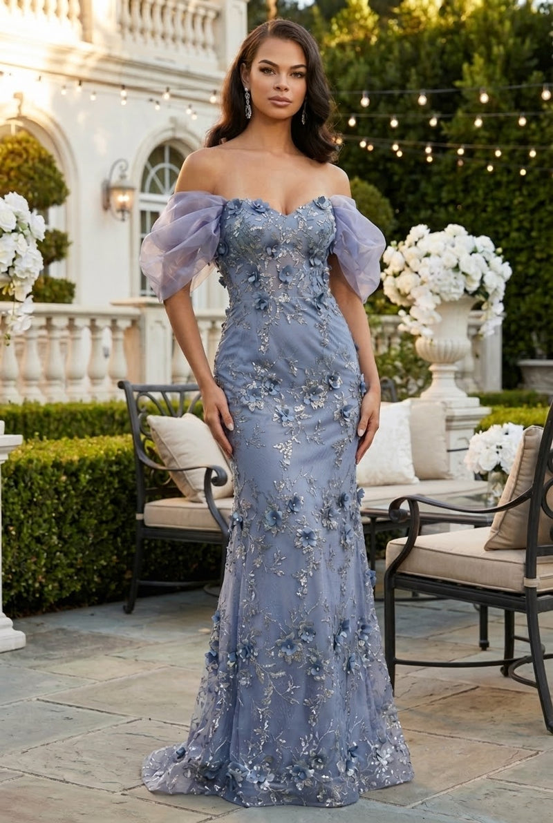 Dusty Blue Quinceanera Mom Dresses Mother of the Quince Gowns