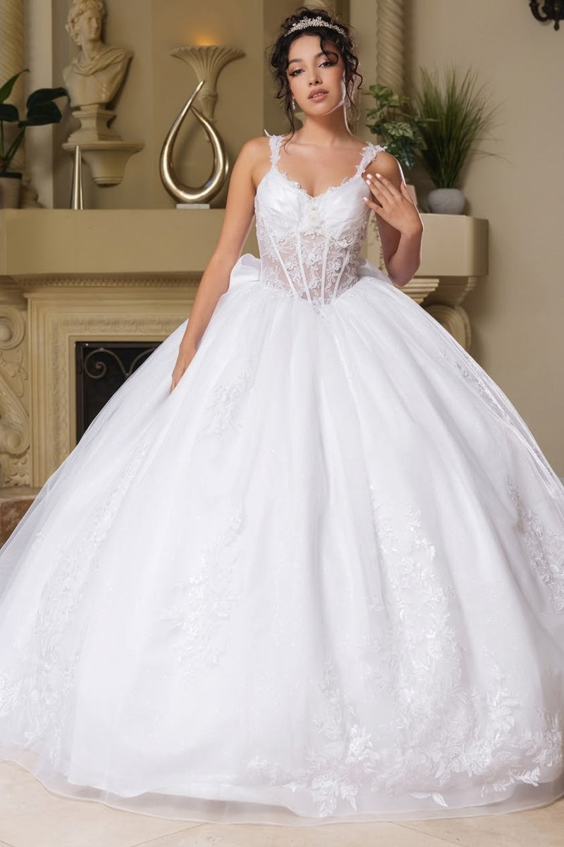 Wedding Dress V-Neck Pleated Masquerade Ball Gown By Layla K LK269