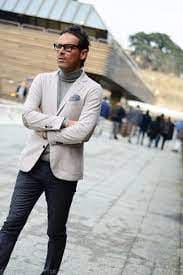 Mens Turtleneck With Blazer White Blazer