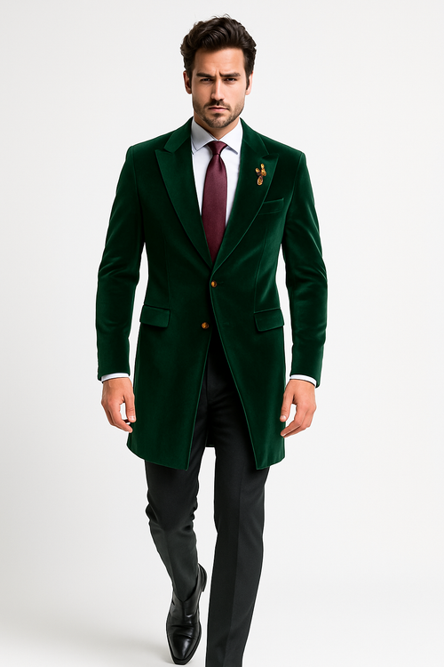 Velvet Cutaway Tuxedo - Velvet Morning Suit - Velvet Tail Tuxedo - Green