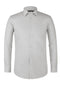 Verno men's dress shirt in light gray. Classic long sleeves, standard collar, and button-down front. Adjustable cuffs and rounded hem for a sleek silhouette.
