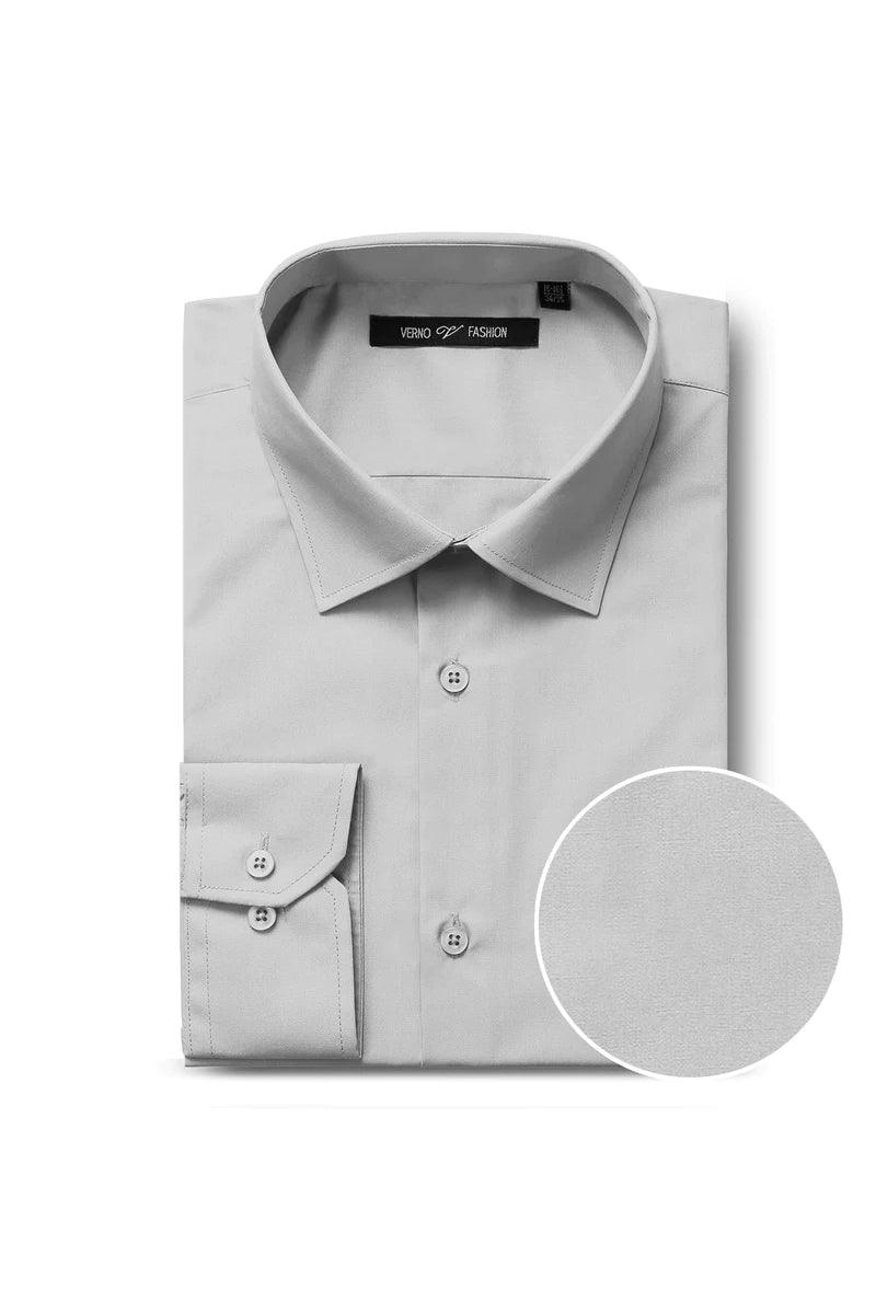 Elevate Your Formal Attire: Verno's Grey Slim Fit Dress Shirt for Prom
