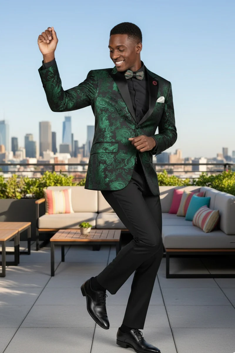 Posh Paisley Velvet Emerald Tuxedo Jacket